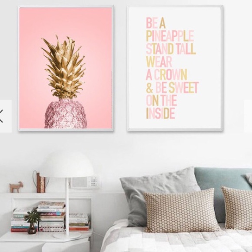 Pink/Rose Gold Canvas Wall Art, Be A Pineapple
